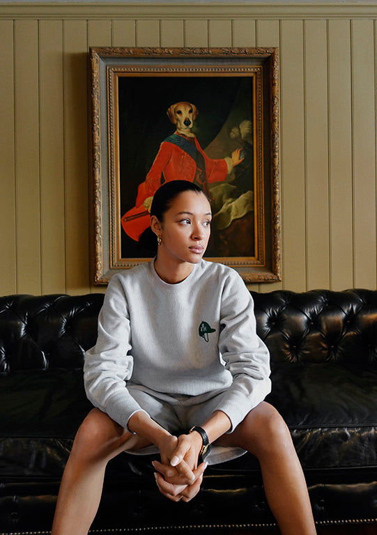 Stewie Unisex Crewneck in Grey with Equestrian Logo