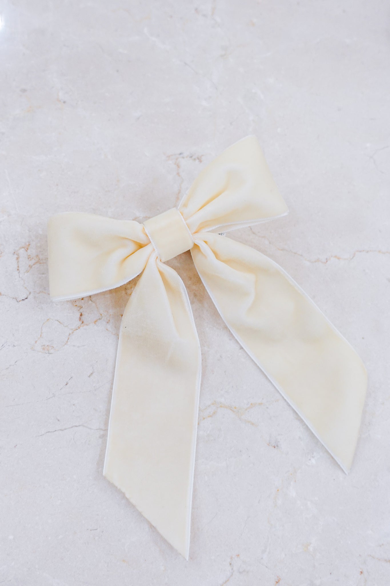 Ivory Velvet Medium Hair Bow