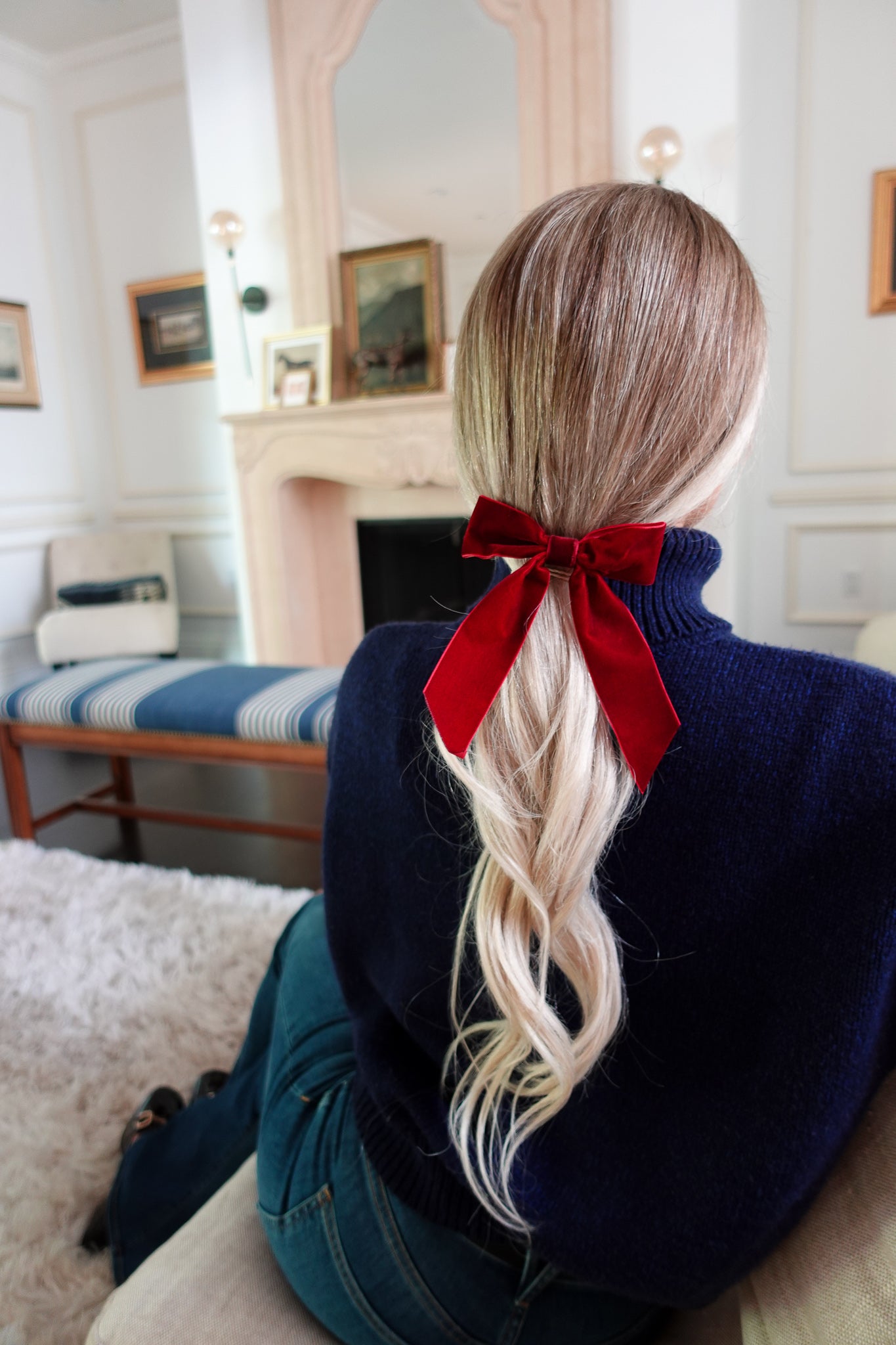 Red Velvet Medium Hair Bow