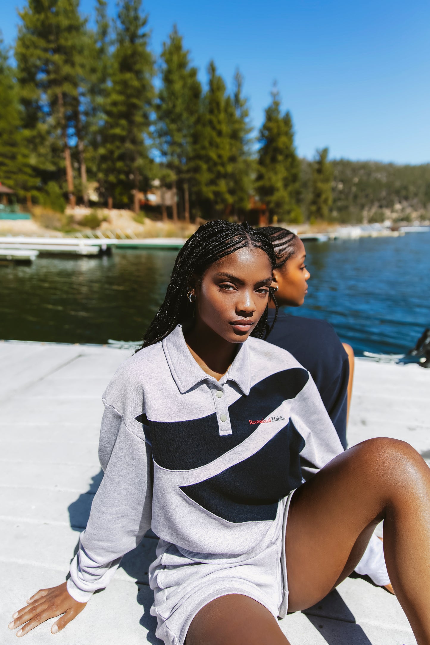 Recreational Habits x Keds Cropped Polo Pullover in Grey