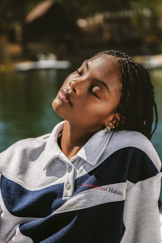 Recreational Habits x Keds Cropped Polo Pullover in Grey