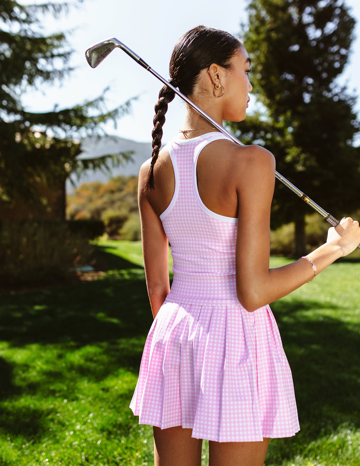 Paige Sports Bra Tank Gingham in Pink