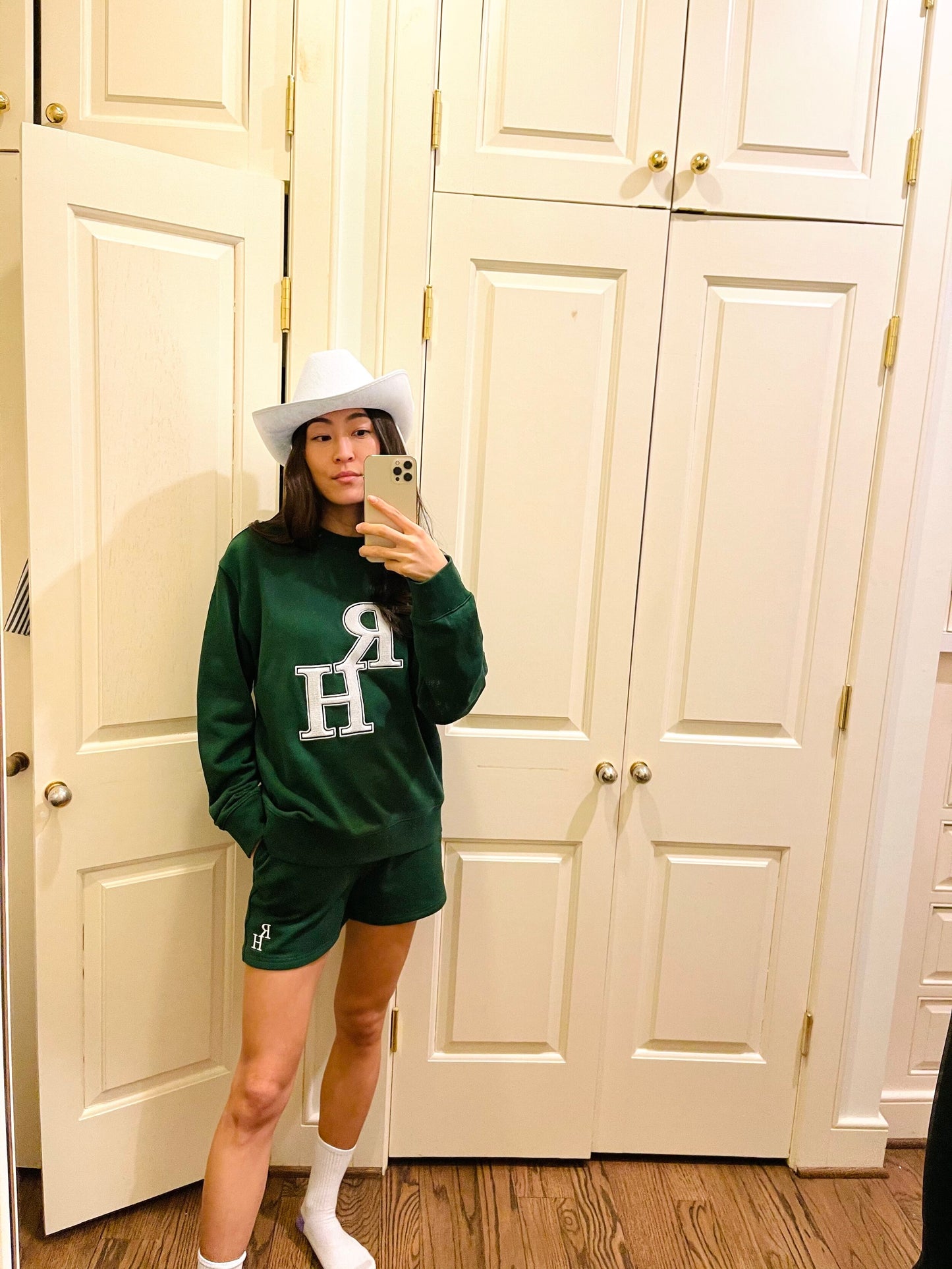 Green Varsity Crewneck Pullover