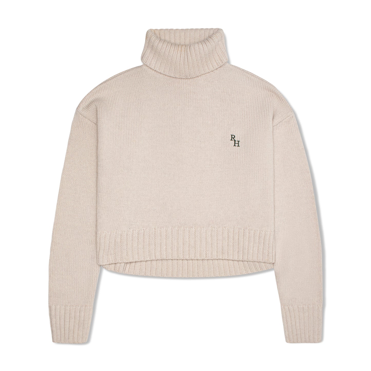 Athos Cropped Turtleneck Sweater in Oatmeal