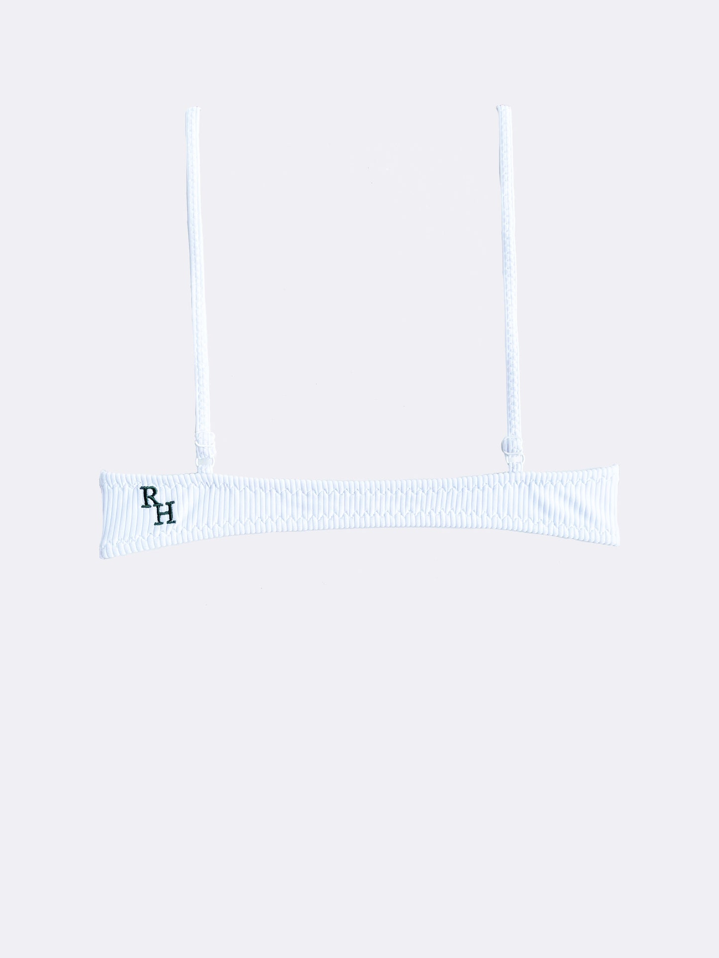 The Nan Ribbed Bikini Top in White