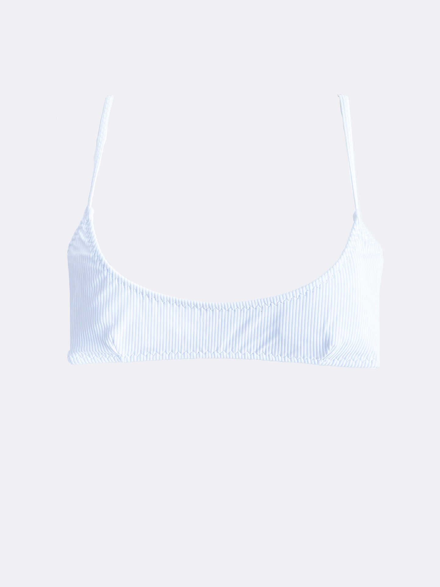 The Nan Ribbed Bikini Top in White