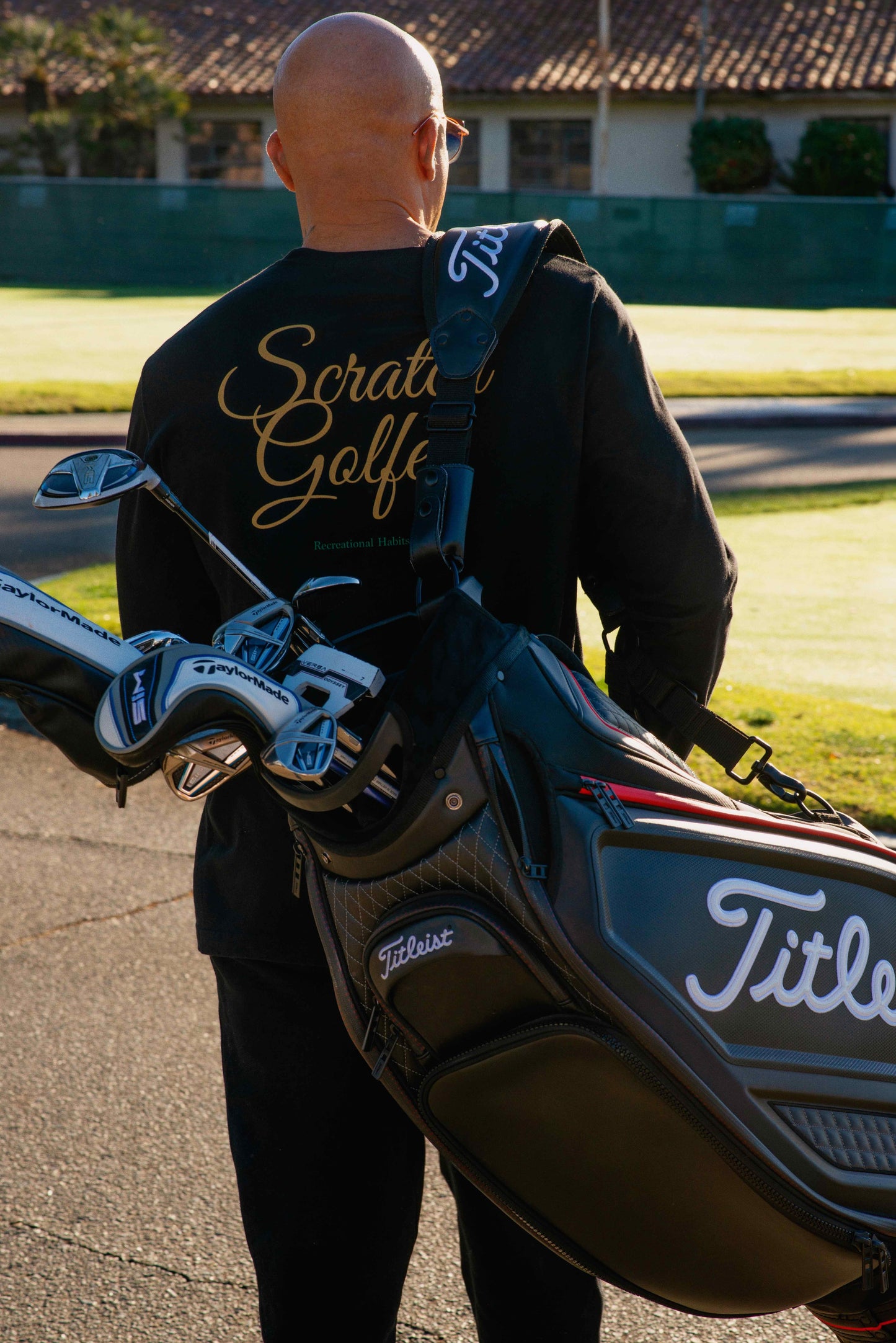 Fairway Unisex Long Sleeve Tee with Birdies in Black