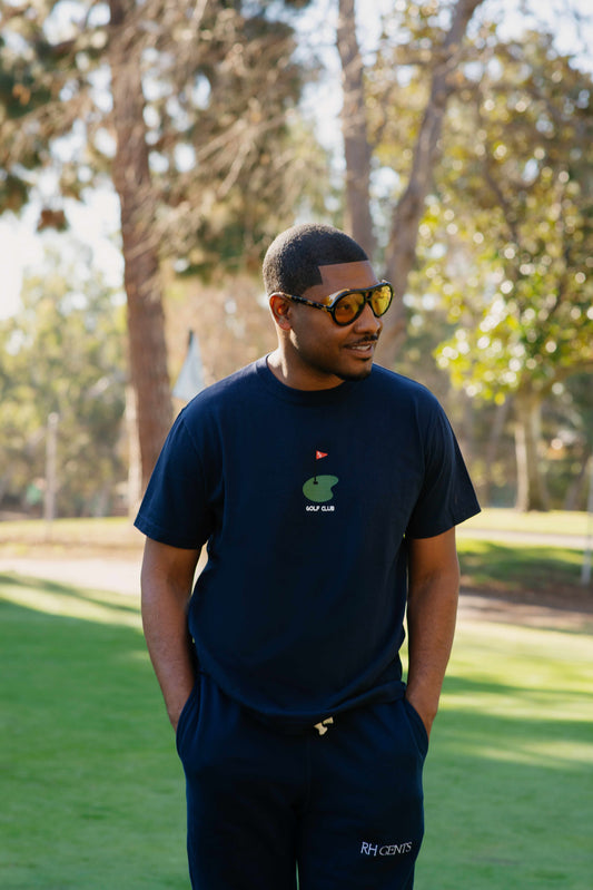 Bogey Short Sleeve Tee with Flag in Navy