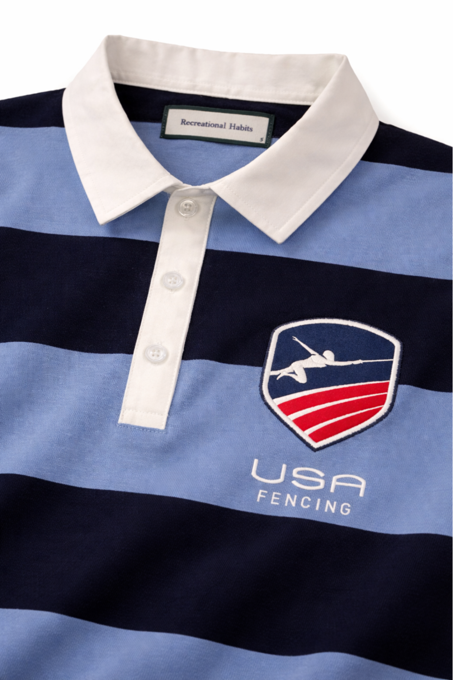USA Fencing Rugby in Blue Stripe