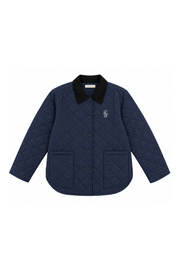 Sammy Diamond Quilted Puffer Coat in Midnight Navy