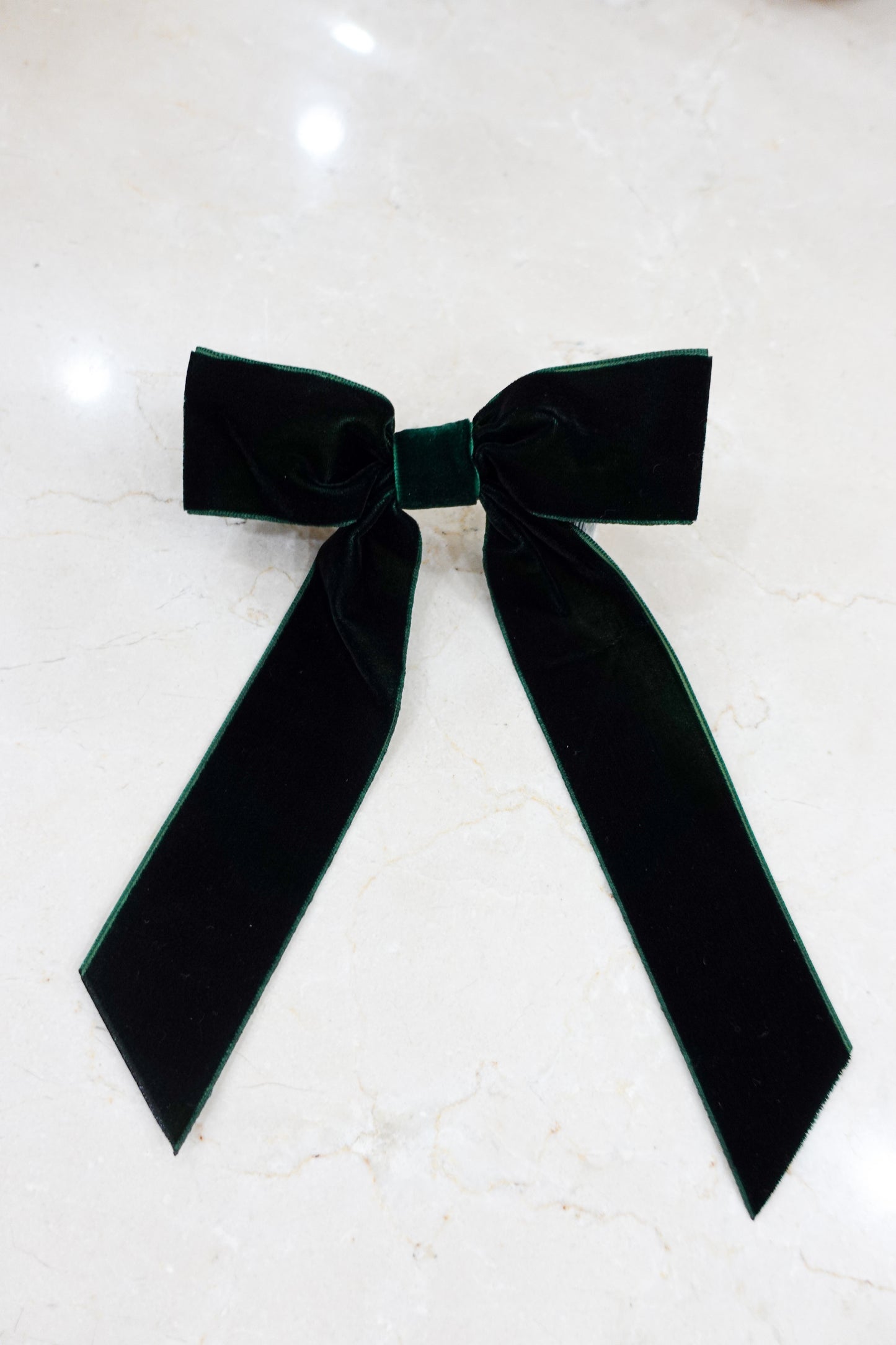 Green Velvet Medium Hair Bow