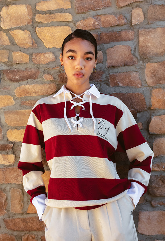 Ilona Striped Rugby in Maroon