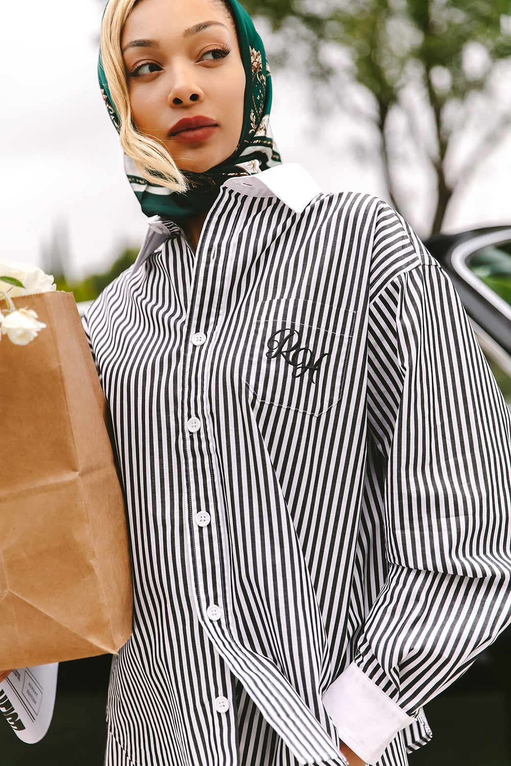 Martha Shirt in Black with Contrast Collar