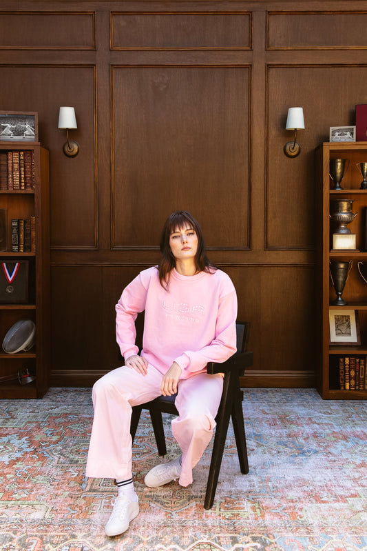 Recreational Habits x USA Fencing Crewneck in Pink