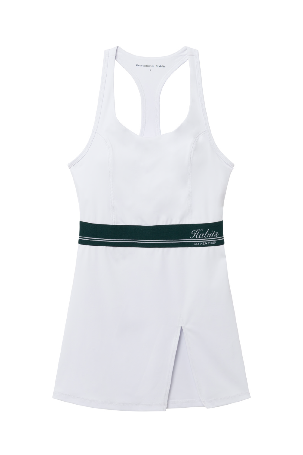 Sloane Racer Tennis Dress in White with Green Undershort