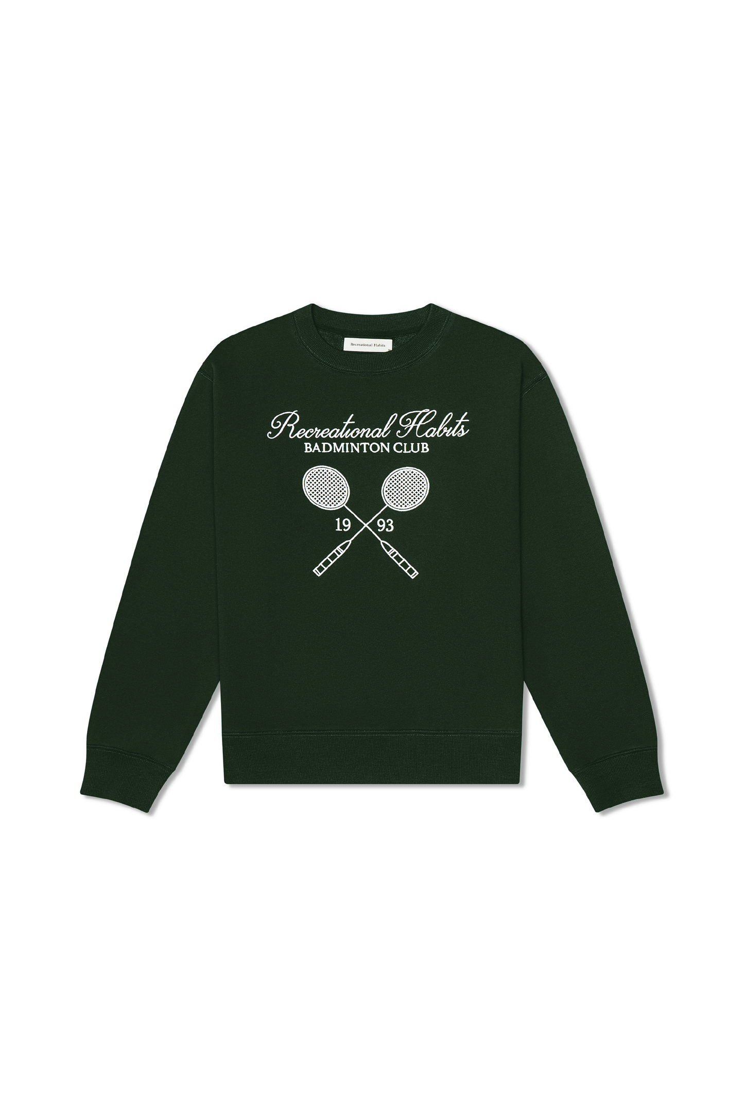 Cornell Crewneck in Green with Badminton Graphic