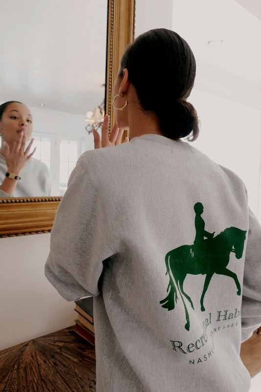 Stewie Unisex Crewneck in Grey with Equestrian Logo