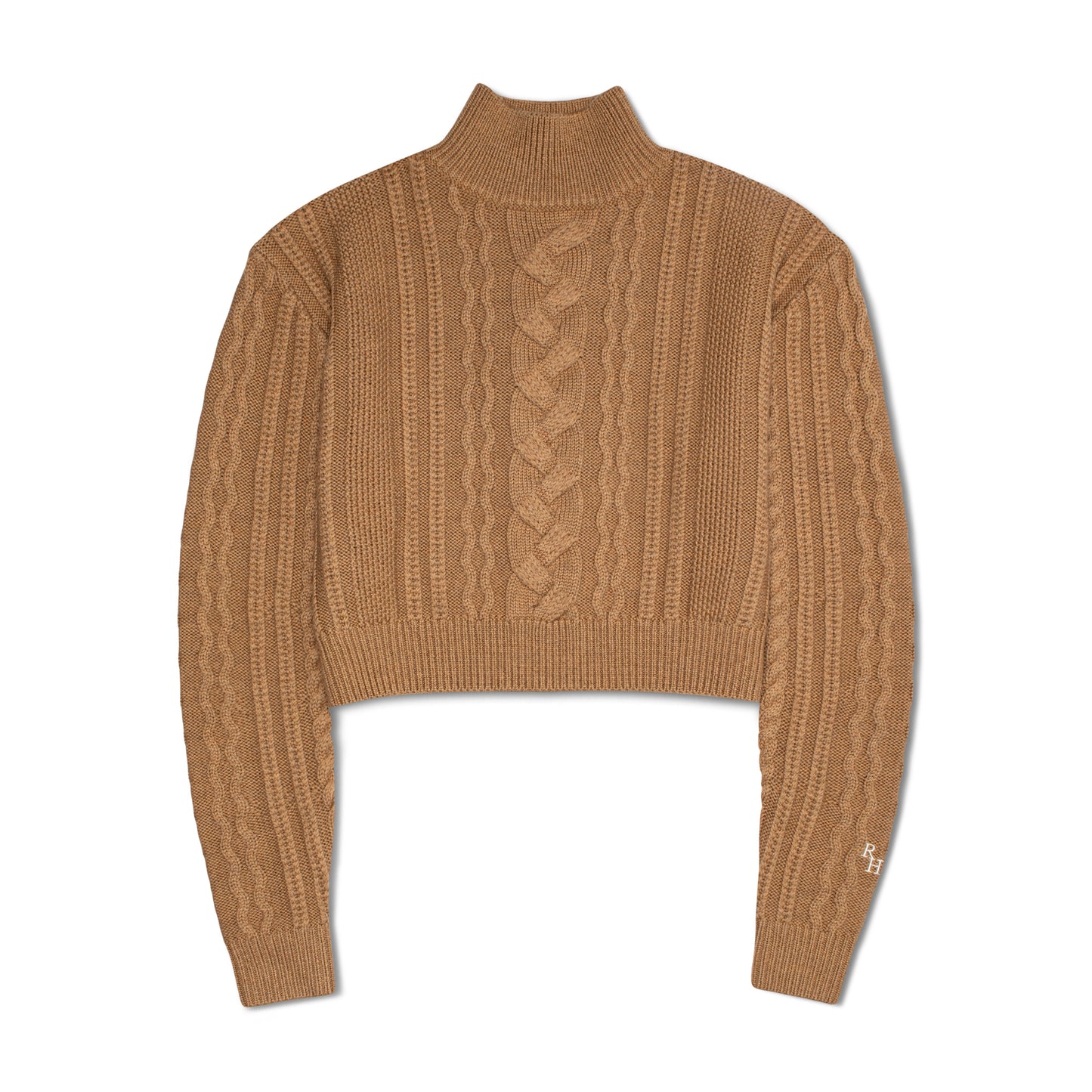 Dallas Cable Knit Turtleneck Sweater in Camel