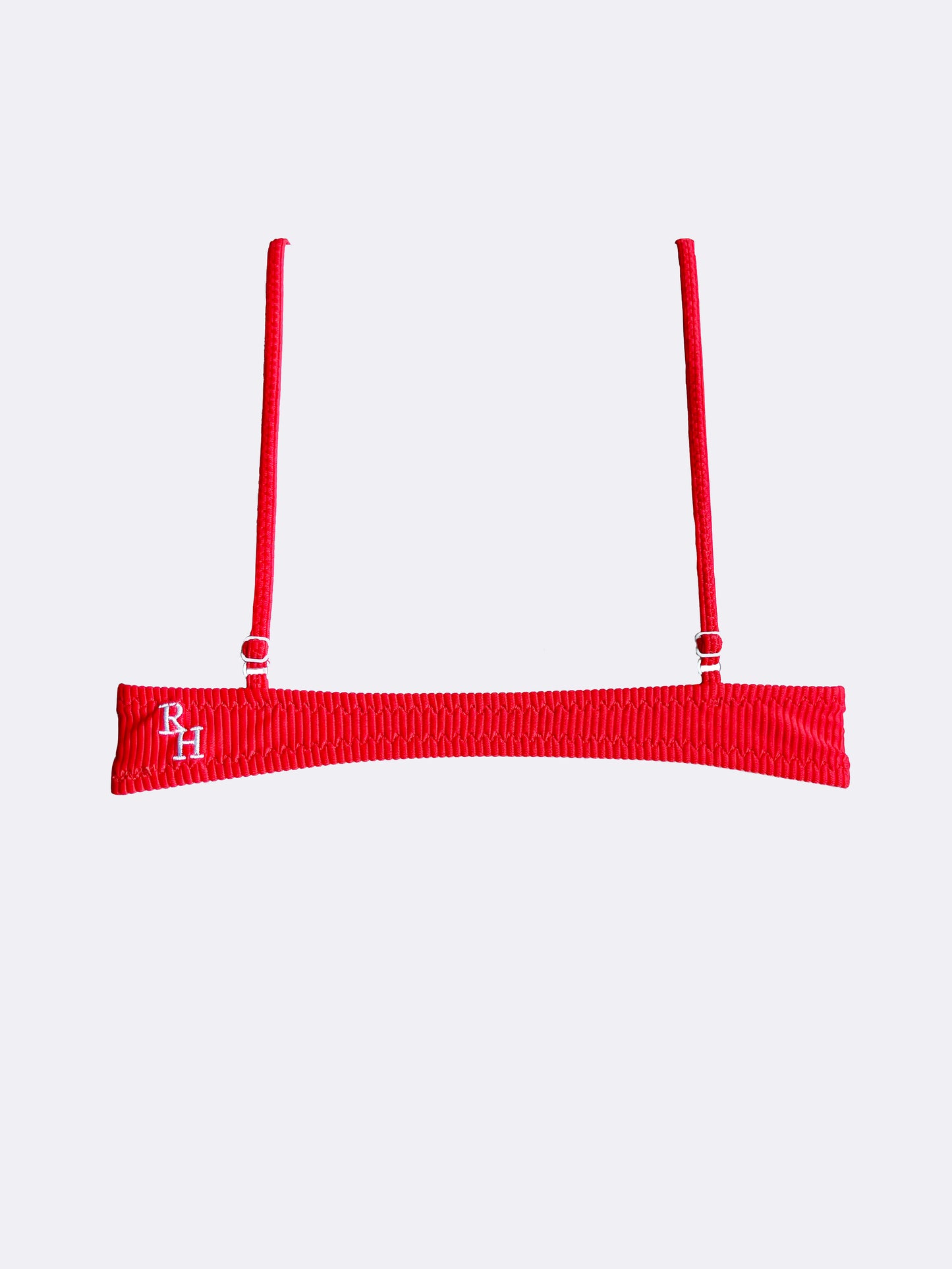 The Nan Ribbed Bikini Top in Red